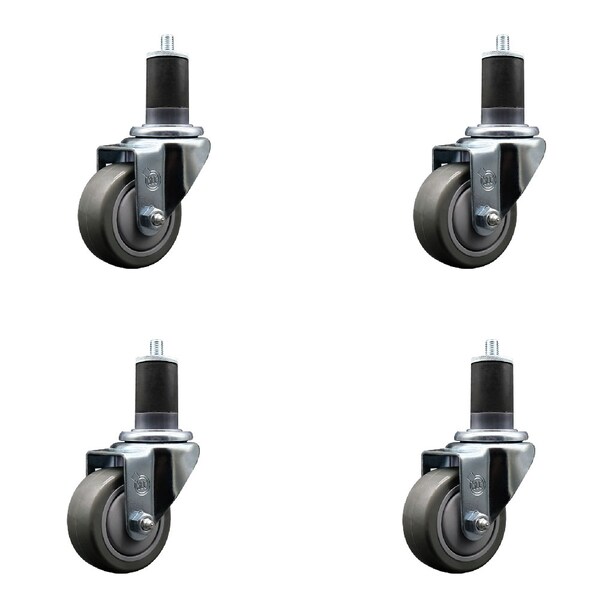 Service Caster 3'' SS Gray Poly Wheel Swivel 1-5/8'' Expanding Stem Caster Set, 4PK SCC-SSEX20S314-PPUB-158-4 - main
